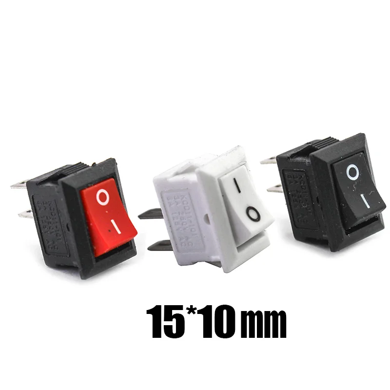 KCD11 15*10mm SPST 250V 3A 2Pin Red  Push Button Switch Snap-in ON OFF Rocker Position Switch 15x10mm