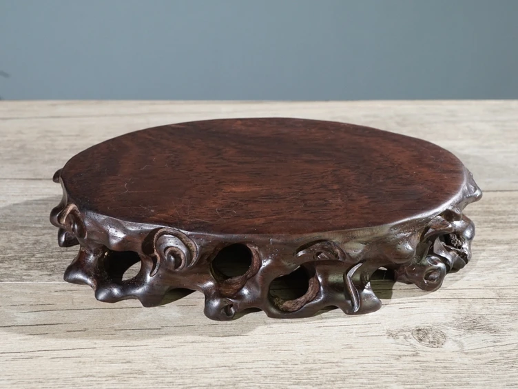 Black Catalpa Solid Wood Carving Hollow Oval Base