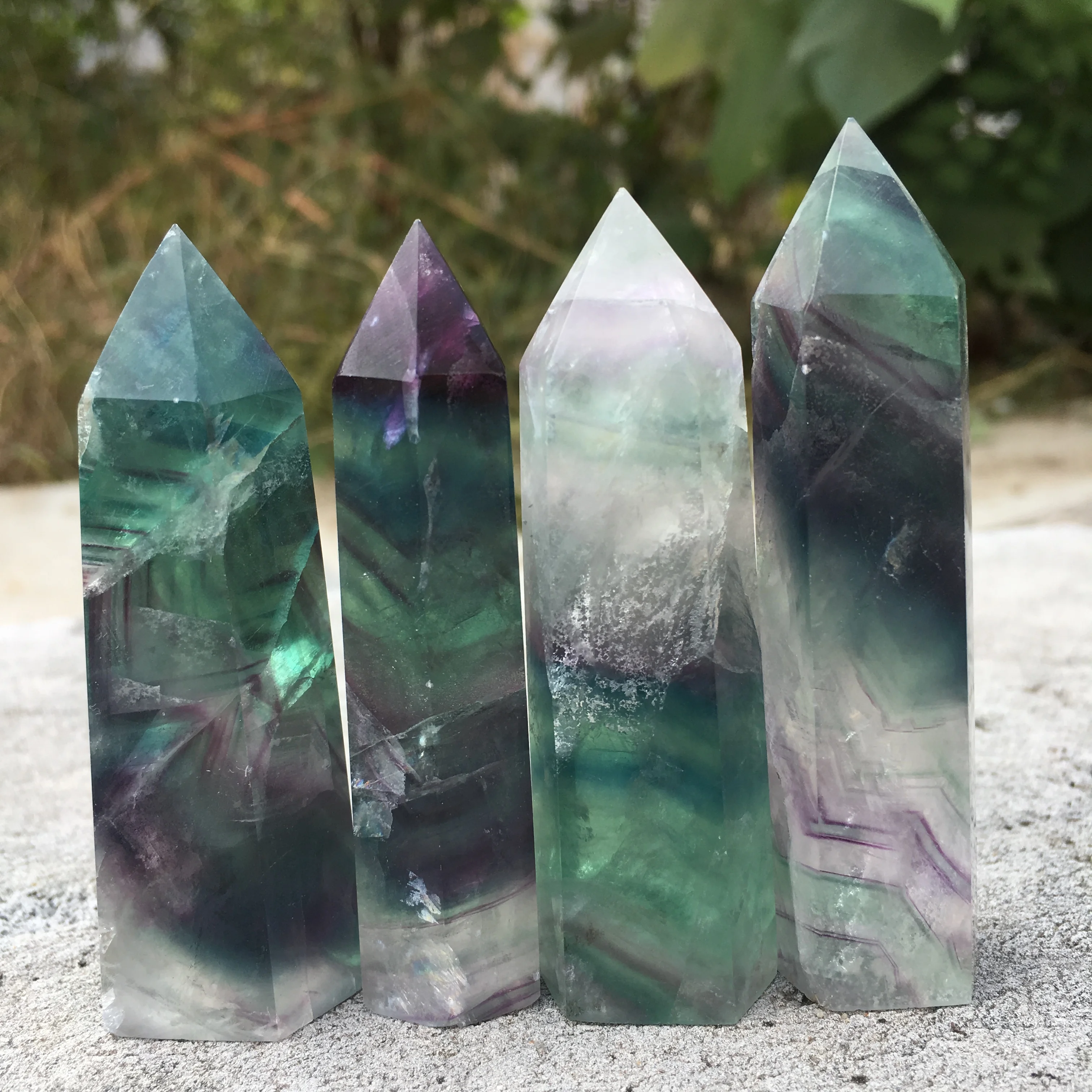 

Fluorite Crystal Tower Point Natural Fluorite Quartz Crystal Wand Point Hexagonal Prism Healing Stone