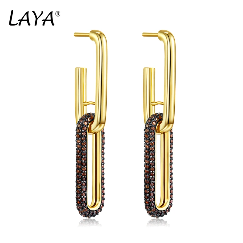 LAYA 925 Sterling Silver Fashion New Style Long Chain Earrings For Women Shining Zircon Grand Gift Parties Luxury Jewelry