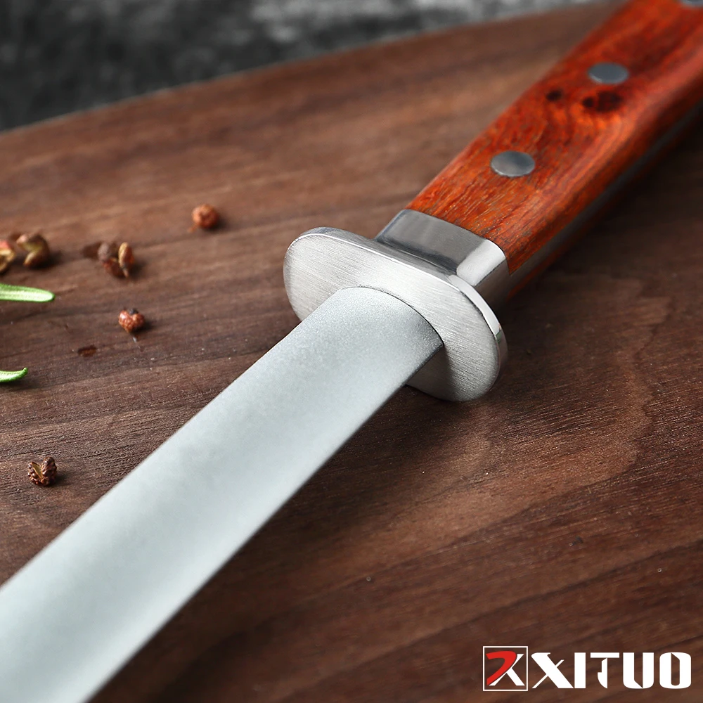 XITUO High Carbon Steel Diamond Sharpening Stick Professional Chef Kitchen Home Rosewood Handle Suitable For Various Knives New