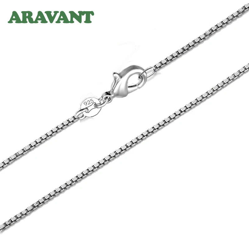 925 Silver 1MM Box Chain Necklace For Women Wedding Jewelry Gifts