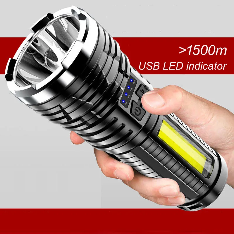 lanterna led mais poderosa lanterna usb de caca lampada de mao recarregavel usb refletor xhp500 01