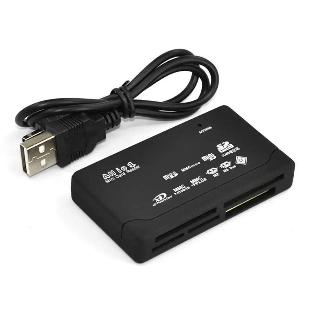 All InMemory Card Reader USB External MiniM2 MMC XD CF Support USB V2.0 Full Speed Specification Black