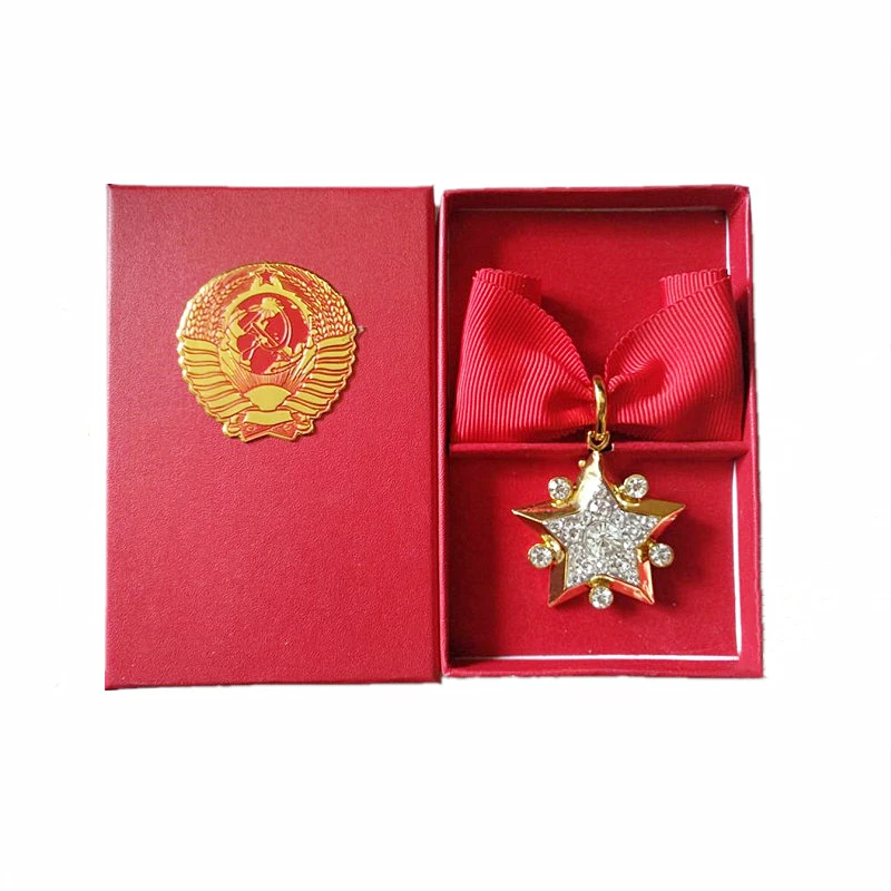 Soviet Union Heroism Special Badge Exquisite Former USSR Marshal Star CCCP Military Honor Medal Hand Inlaid Zircon Shining Gift