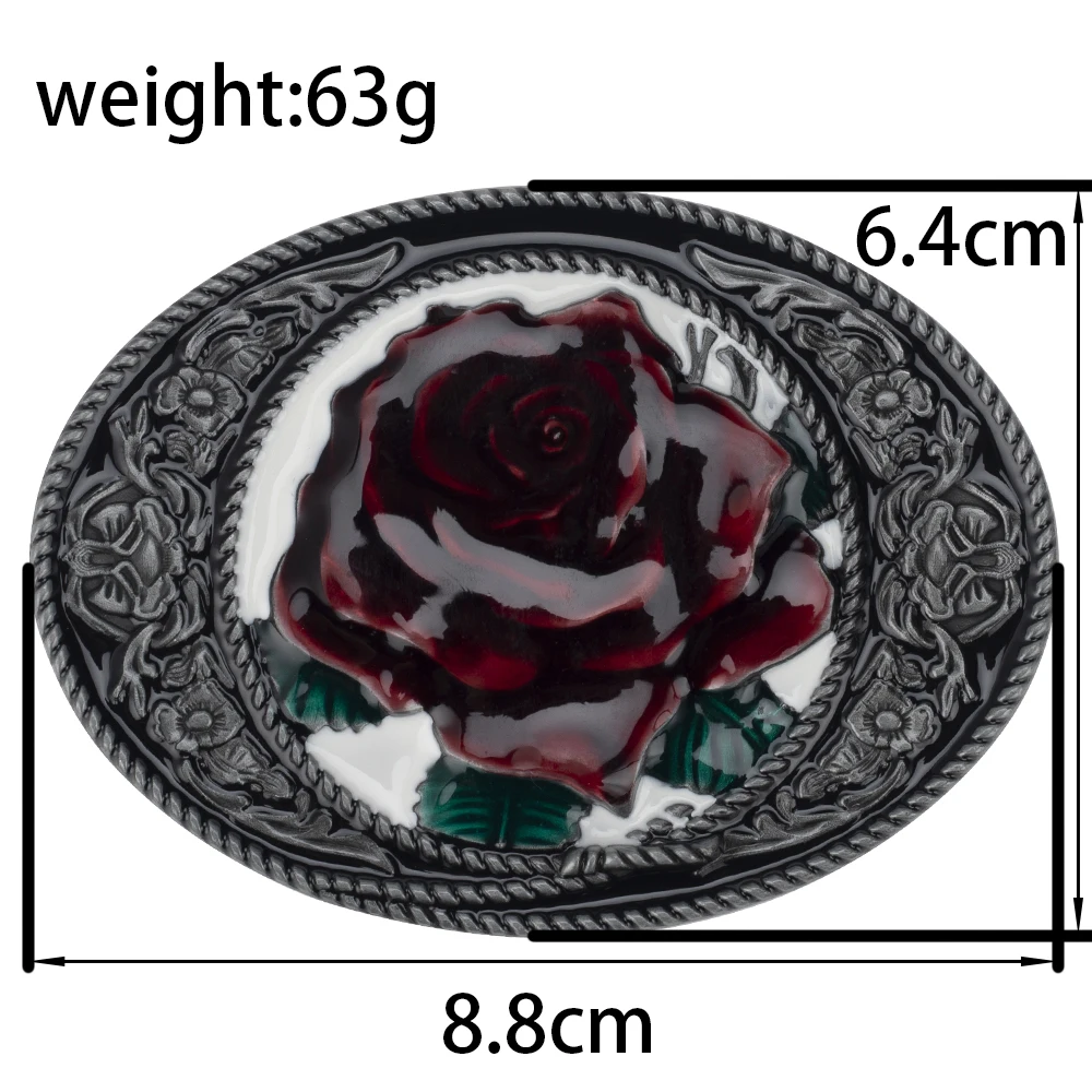 Flower Pattern Belt Buckle Colored Rose