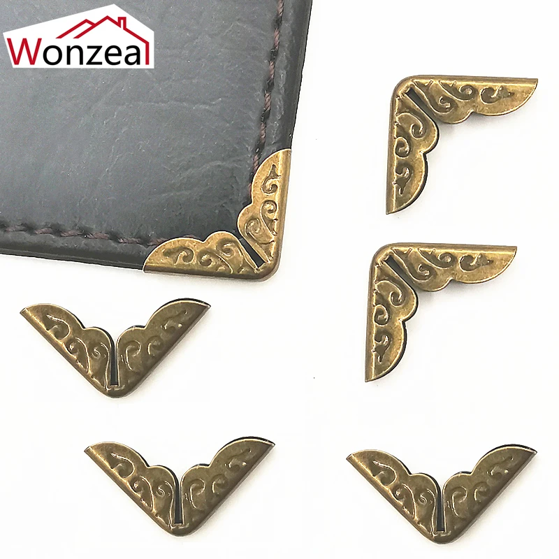 4/8/10pcs Antique Brass Metal Corners For Books Scrapbooking Photo Albums Menus Corner Protectors Bronze Metal Crafts DIY