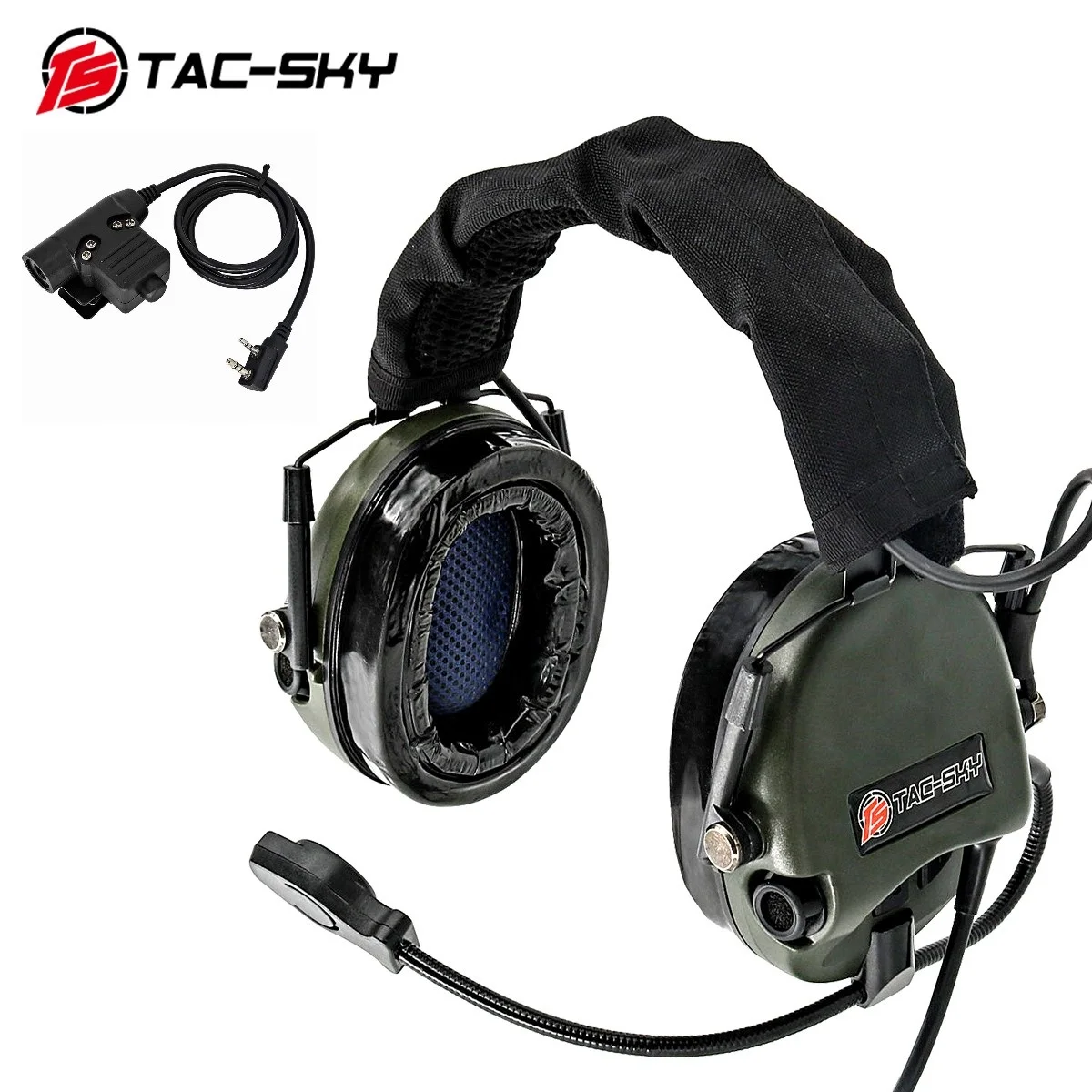 TAC-SKY TEA Hi-Threat Tier 1 Silicone Earmuffs Military Shooting Noise Reduction Pickup Tactical Headset + KENWOOD U94 PTT