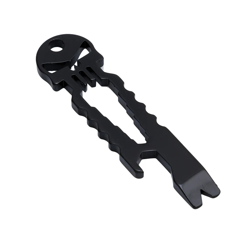 Stainless Steel EDC Pocket Multi-Tool Skull Bottle Opener Pry Bar Crowbar Keychain Survival Tool