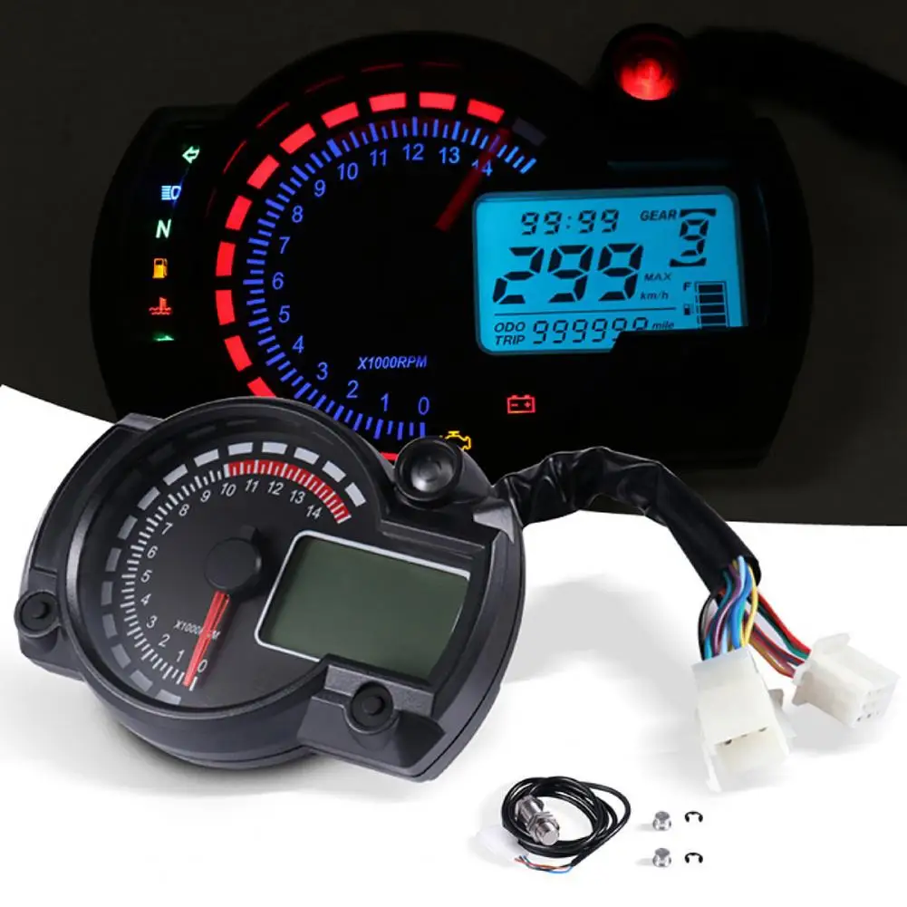 Motorcycle Odometer Multiple Functions Easy Viewing LCD Screen Universal Motorcycle Dashboard Meter for Autobike