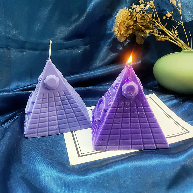 Nordic Silicone Mold Pyramid with Goddness Eye Candle Mold Architecture Silicone Clay Resin Mould Fondant Cake Accessories