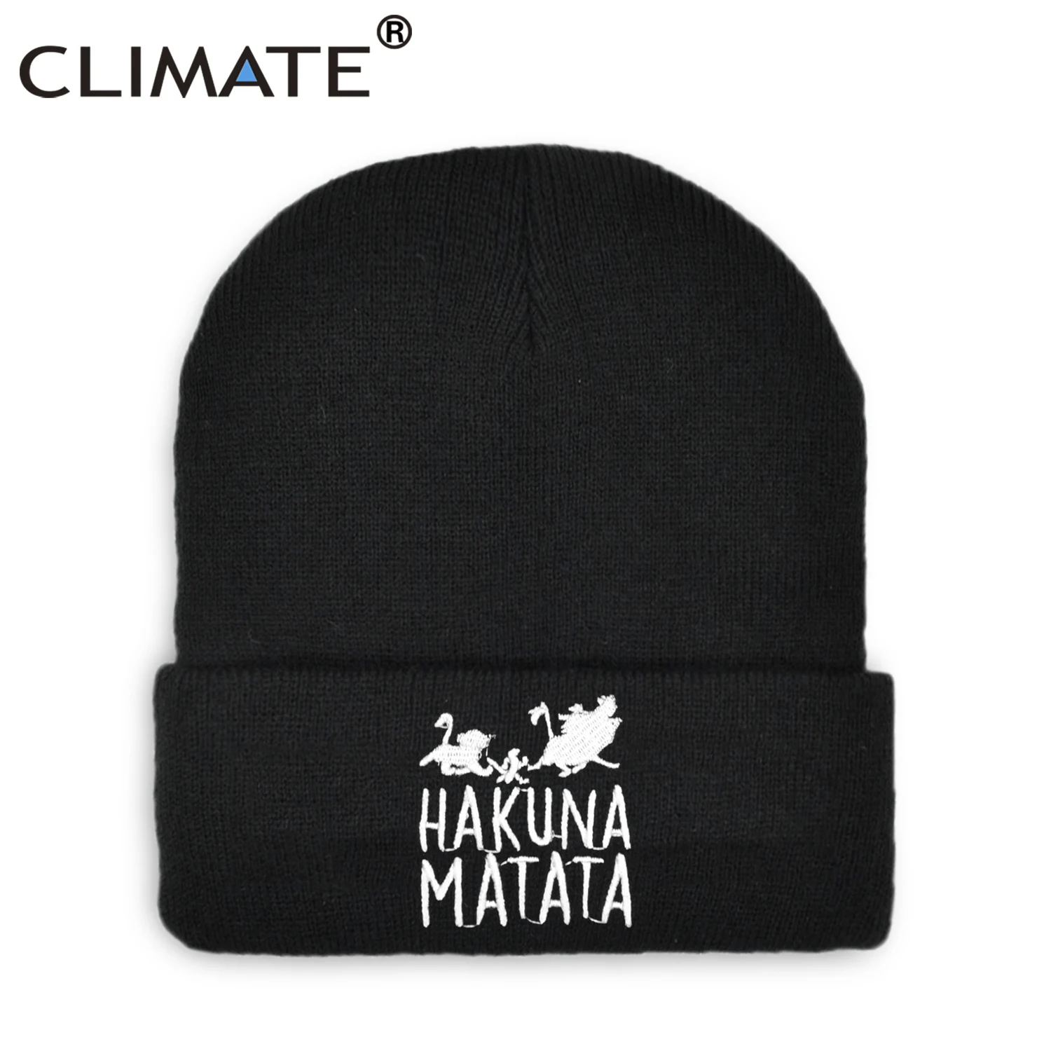 CLIMATE MATATA Beanie Lion Pumba Winter Warm Knitted Hat Hakuna Cool Black Knitted Winter Hat for Men Women