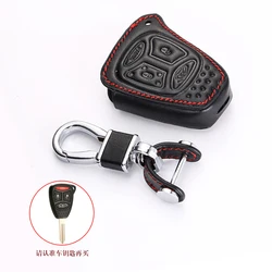 Leather Car Key Case For Jeep Commander Grand Cherokee Chrysler 300 Aspen Dodge Charger Durango 4 Buttons Remote Fob Cover Bag