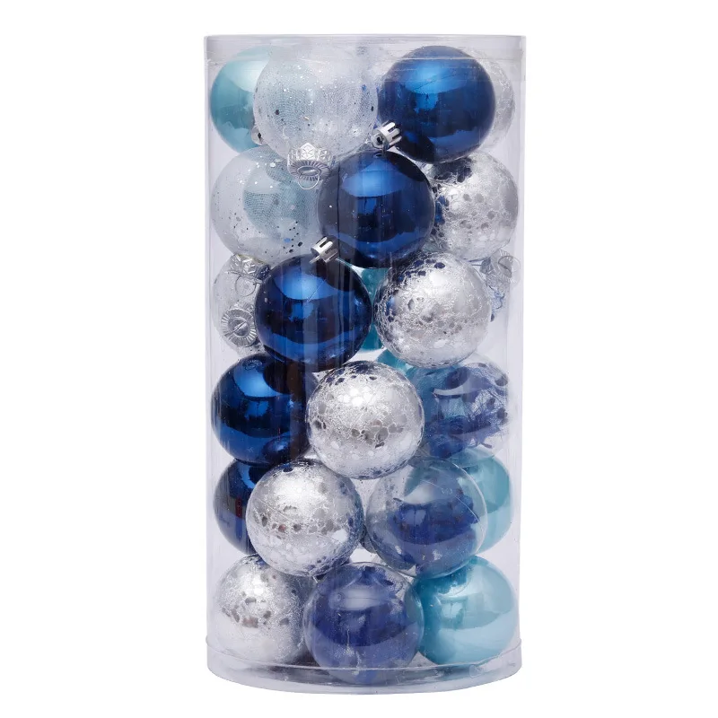 

Transparent Plastic Baubles for Christmas Tree Decorations, Xmas Ball, Blue Pendant, New Year 2024, 30 PCs/Set, 6cm