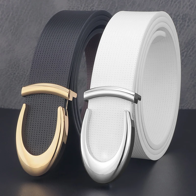 

C letter Hot sale slide buckle white belts men genuine leather Waistband fashion ceinture homme Cowskin cintos masculinos