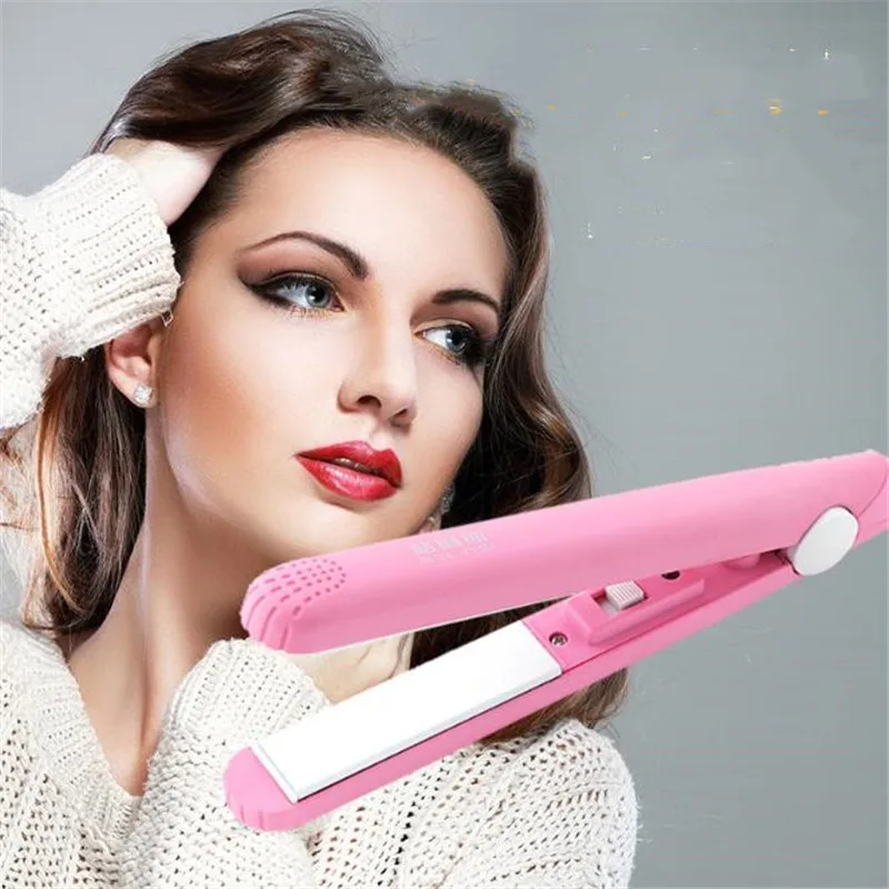 Mini Portable Electric Ceramic Hair Straightener Iron Fringe Straightening Styling Flat Wand Travel Hairstyle Straighter Crimple