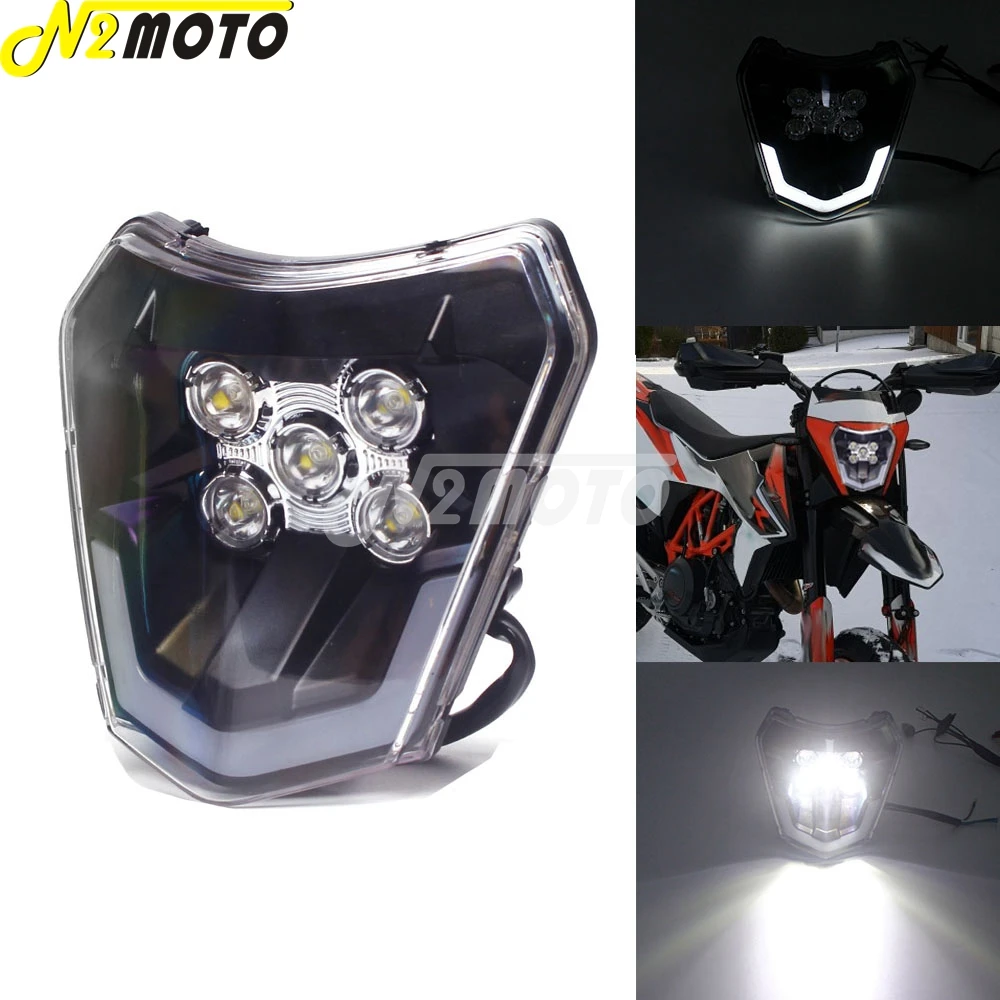 Motocross Dual Sport LED Headlight Handlamp for KTM EXC XCF XCW 250 300 350 450 500 690 SMC R EU/US Enduro Six Days Dirt Bike