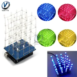 4X4X4 3D LED cubo di luce cubica rosso blu verde giallo LED kit elettronici fai da te con Shell Light Cube kit accessori parti