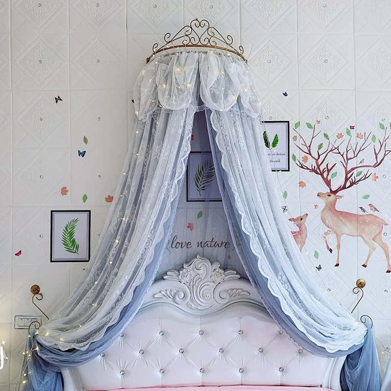 Home Bedside Mosquito Net Princess Style Ceiling Lace Bed Valance Home Bedroom Decor Beds Canopy Wedding Room Decoration Lace