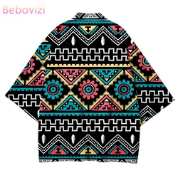 Japanese Fashion Kimono Streetwear Cardigan Robe 2021 Plus Size 5xl 6XL Retro Geometry Loose Women Men Haori Top Yukata Perform