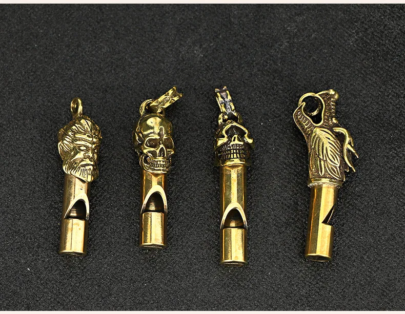 antique Handmade Brass outdoor survival whistle referee DIY ornament Miniature Fitting Keychain ring Pendant accessories a3844