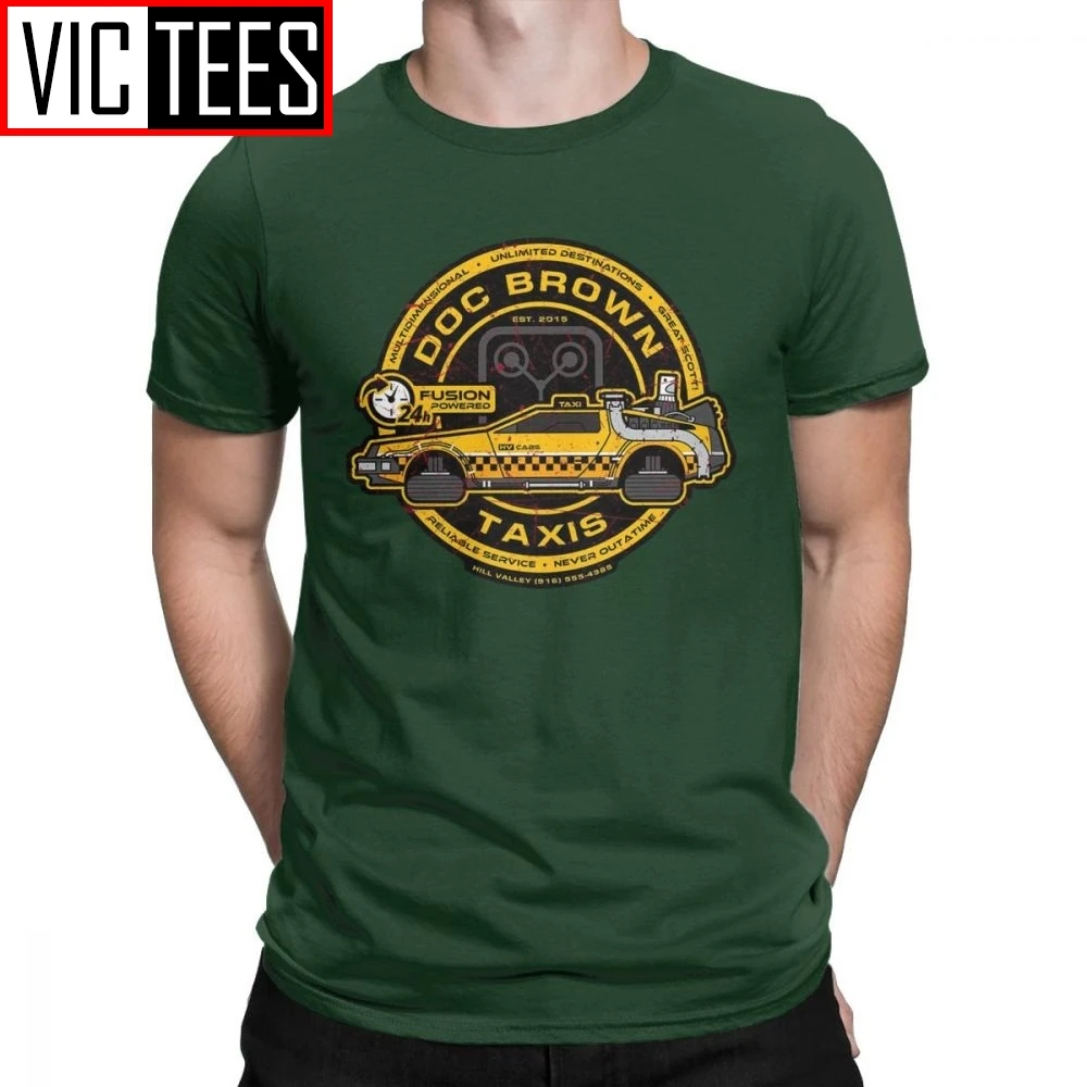 Men T Shirts Doc Brown Taxis Back To The Future T-Shirts Funny Short Sleeved Tees Shirt Tops Purified Cotton High Quality