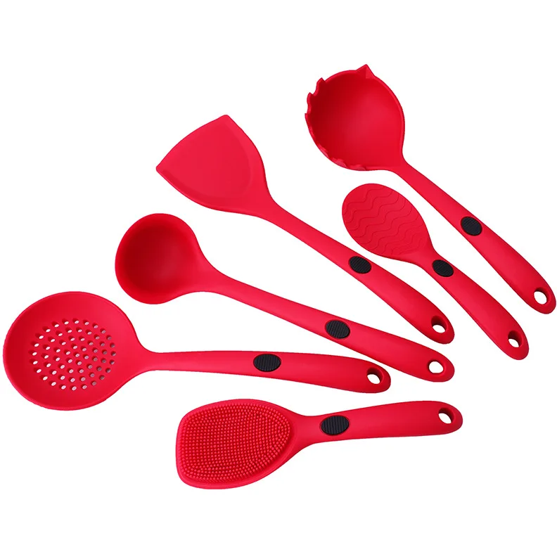 

5pcs/lot Kitchen Silicone Cooking Tool Spoon Ladle Food Tongs Utensil Non-stick Dinnerware Set Cooking Tools Accessories XB 026