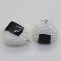 Julie Wang 3PCS Resin Onigiri Charms Japanese Rice Ball Artificial Food Pendant Jewelry Making Accessory Table Decor