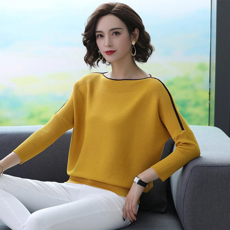 Long Sleeve Women Pullovers Sweater O-Neck Casual Bat wing Pull Jumper Female Knitting  Casual Pullovers Tops Femme Korea Top