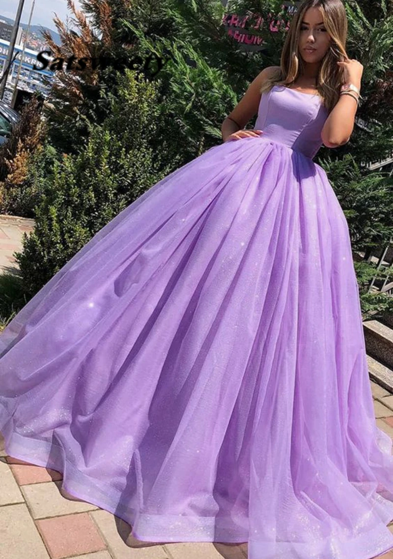 فساتين ليلك كوينسيانيرا فستان حفلة سباغيتي مزين بالترتر المتألق vestidos de 15 años رداء طويل دي بال debutante سويب تراين