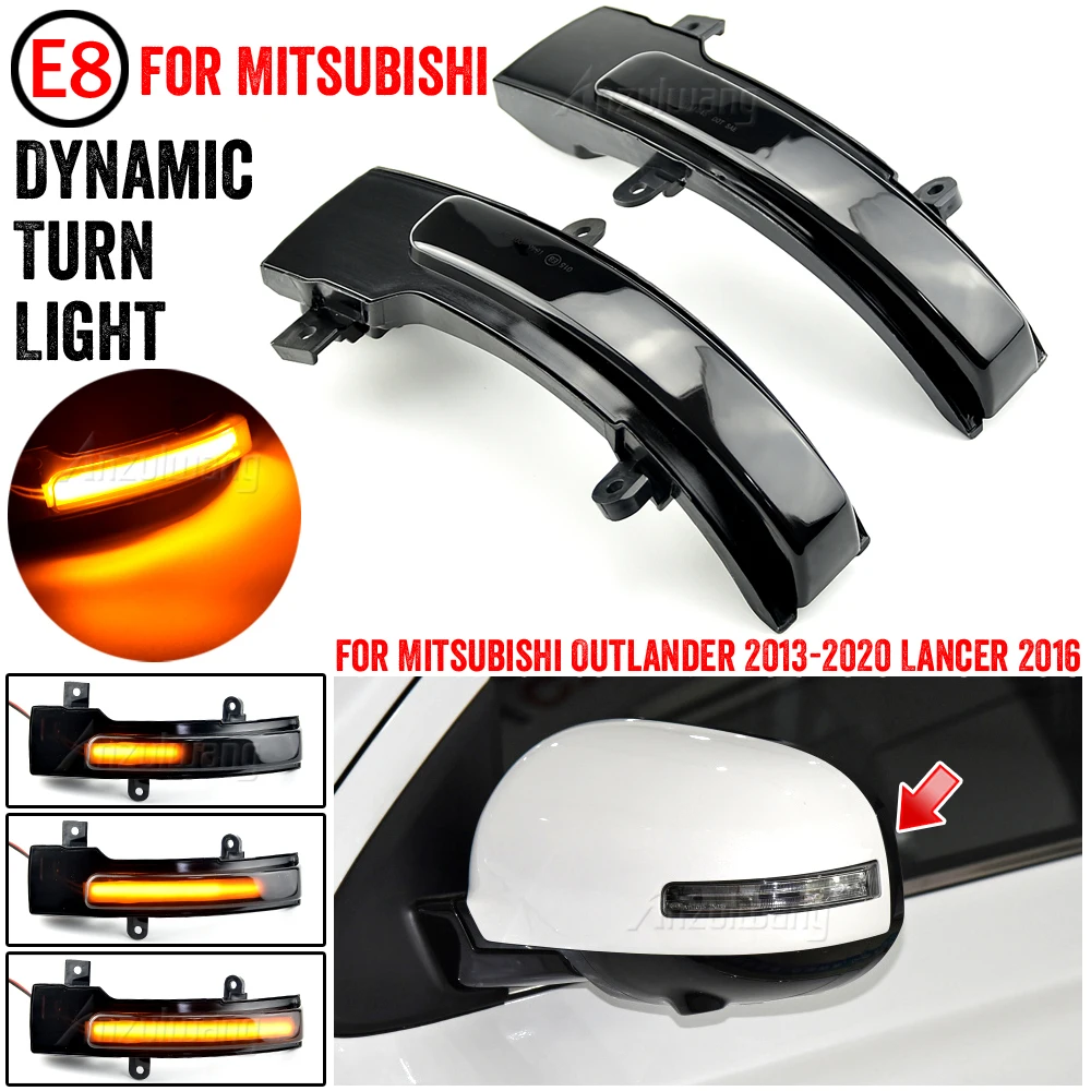 LED Dynamic Turn Signal Light For Mitsubishi Outlander 2010-2018 2019 2020 Side Mirror Flowing Water Blinker Flashing Light 2pcs