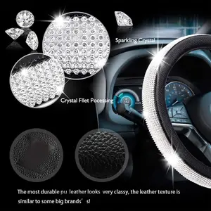 2022 Bling Diamond Strass Crystal Car Voola Tay lái xe da của Plutonium 10 Tay lái bán hàng chính Zafira - №4