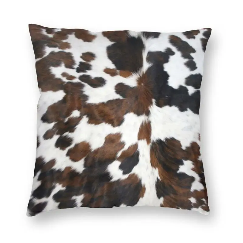 Cowhide Texture Pillow Cover Decoration Animal Hide Leather Cushion Cover Throw Pillow for Living Room Double-sided Printing