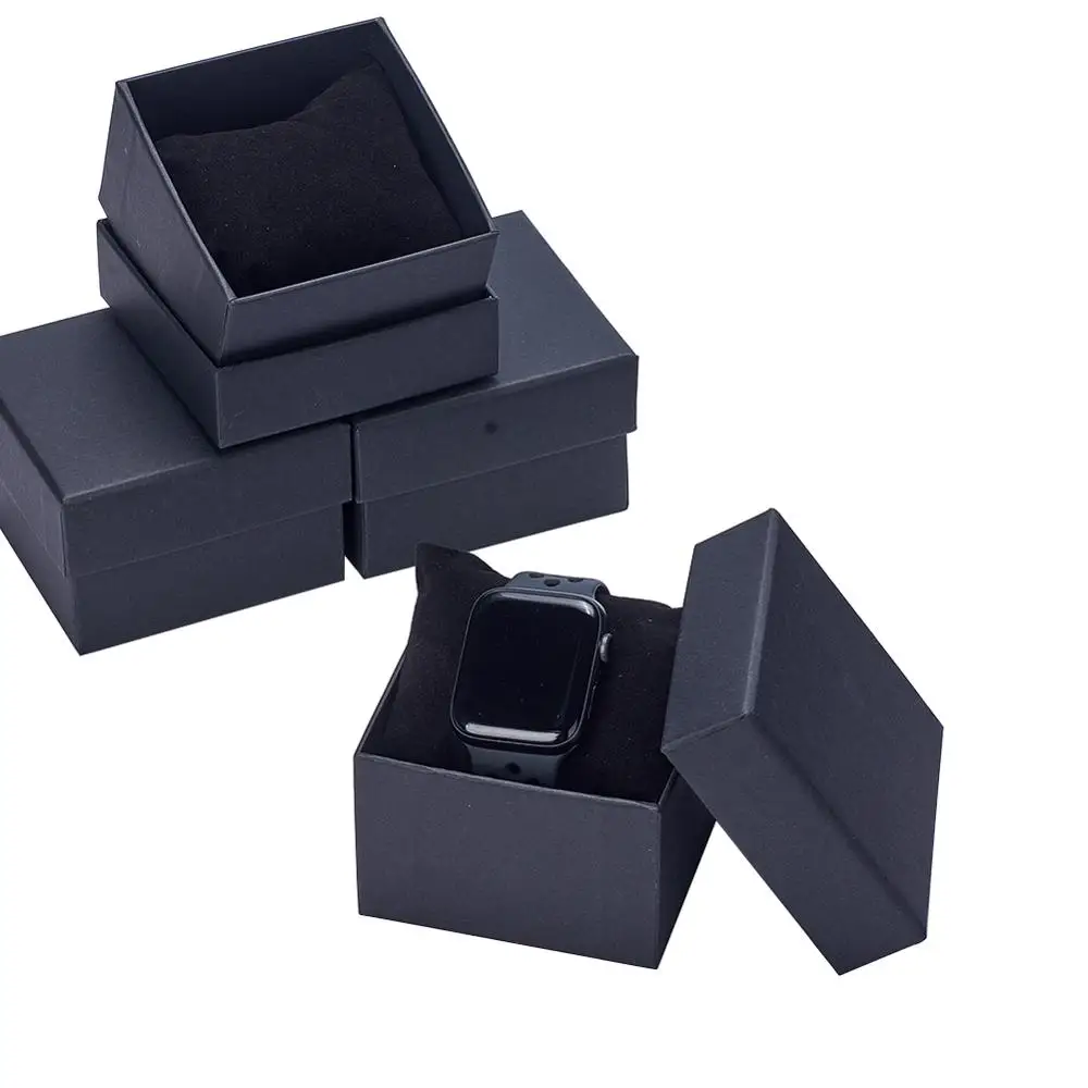 

10pcs Rectangle Cardboard Jewelry Boxes Watch Gift Box with Sponge Pad Inside 89x81x54mm