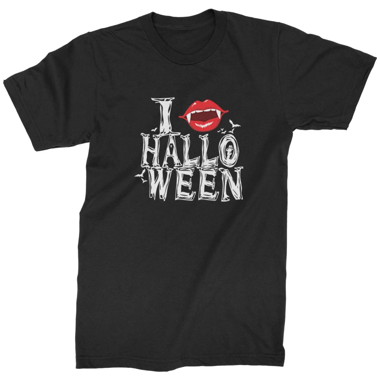 I Love Halloween . Funny Vampire Fang Halloween Gift Men's T-Shirt Summer Cotton Short Sleeve O-Neck Unisex T Shirt New S-3XL