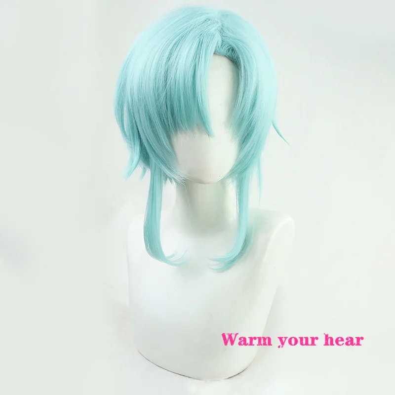 D4DJ Hanamaki Towa Short Cosplay Wigs Long Sideburns Heat Resistant Synthetic Hair Halloween Woman Party Wigs + a wig cap