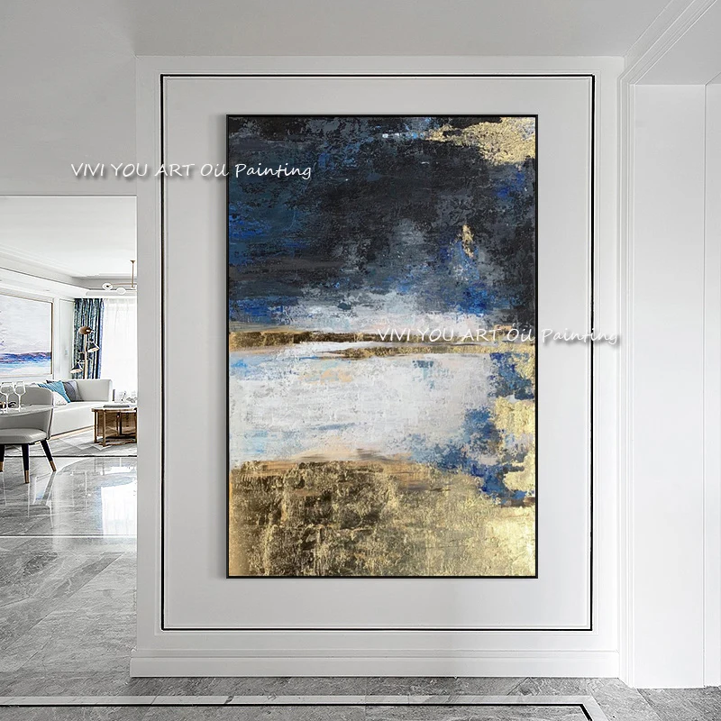 

The Top Sales Golden Large Original Abstract Modern Thick Oil Painting On Canvas Handpainted Textured Wall Art Corridor Graph