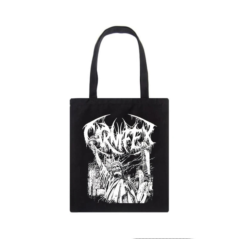 Hip-hop punk School bag Vintage ins women shoulder bag casual large-capacity shopper bag letter Harajuku gothic skull canvas bag