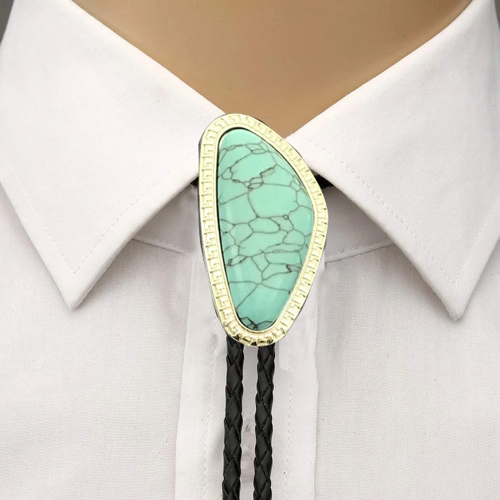 

Fashion Irregular Turquoise red black bolo tie for man cowboy western cowgirl lather rope zinc alloy necktie