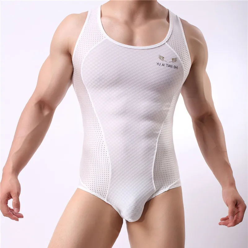 Bodysuit Men Ice Corset High Elasticity One-piece Clothing Shapers Breathable Slim Corrective Body Sculpting Pulling Underwear