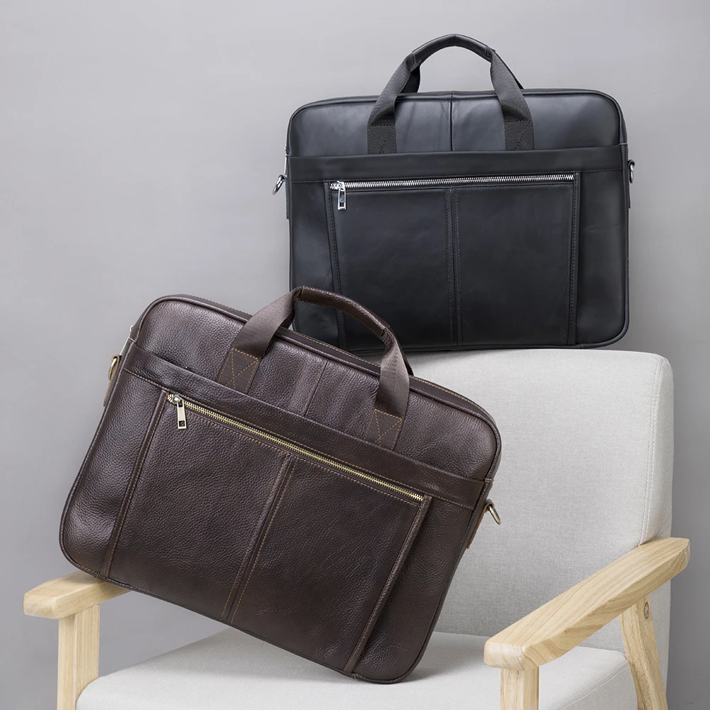 Westal 17Inch Laptop Tas Mannen Lederen Tassen 100% Mannen Aktetassen Echt Lederen Messenger Bags Voor Document Computer Aktetassen