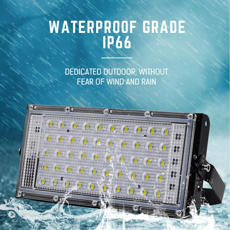 Foco Led impermeable para interiores y exteriores, reflector de 50W, 220V, 230V, blanco frío, blanco cálido, rojo, azul, verde, RGB, colorido