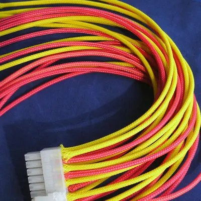 UV Green Yellow Blue Pink Fluorescent PET Braided Wire Cable Sleeve 3 4 6 8 10 12 16 20 25 30 40mm Tight High Density Expandable