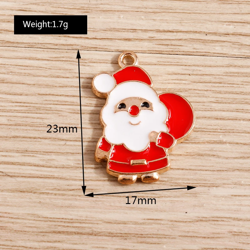 10 Stück niedliche Emaille-Weihnachtsanhänger mit Weihnachtsmann, Baum und Schneemann zum Basteln von Halsketten, Ohrringen, Armbändern, DIY-Bastelarbeiten und als Geschenk – Detail 12