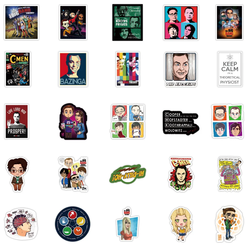 10/30/50pcs TV Series The Big Bang Theory Waterproof Stickers Kids Toy Cartoon Decals Laptop Fridge Diary Suitcase Cool Sticker