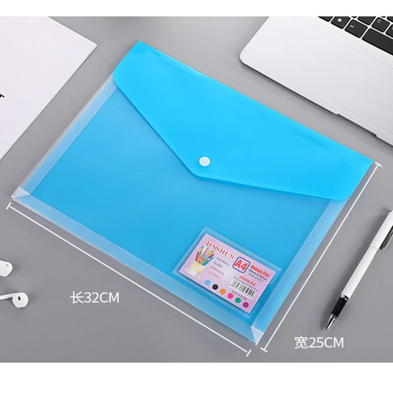 6Pcs Plastic File Bag Office Desk Organizer For A4 Document With Lable Durable Pencil Case Pen Bill Receipt File Sorting Organiz