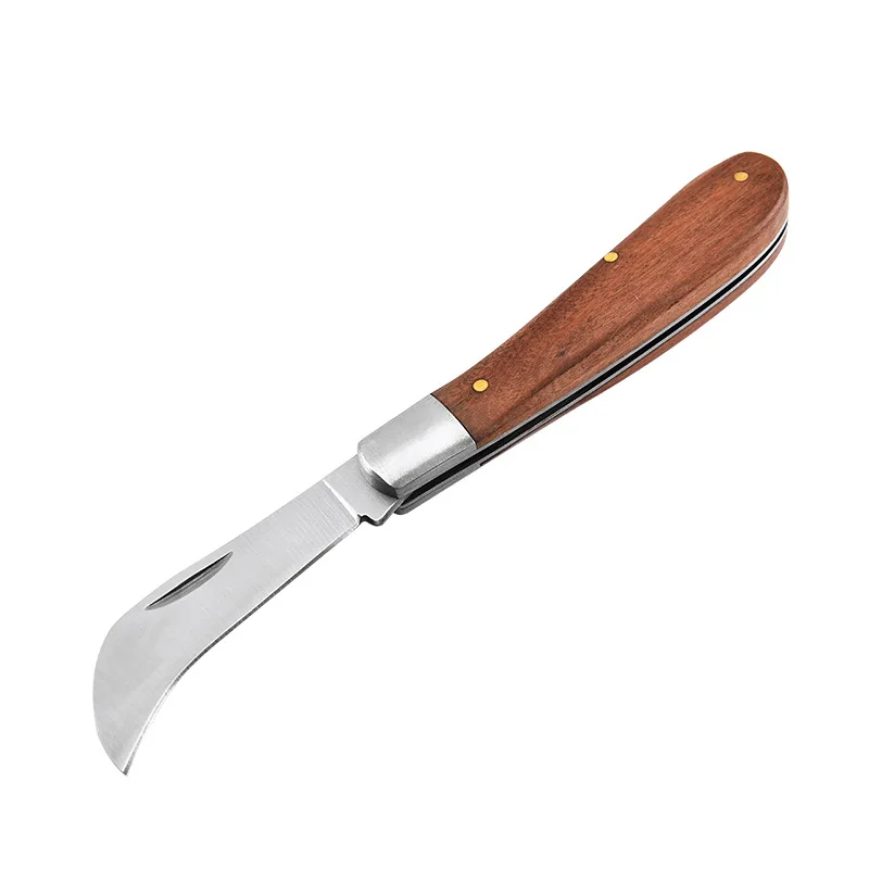 Swayboo Stainess Steel Mushroom Knife Wallpaper Rosewood Wood Handle Sickle Pocket EDC Utility Electrician Folding Knife