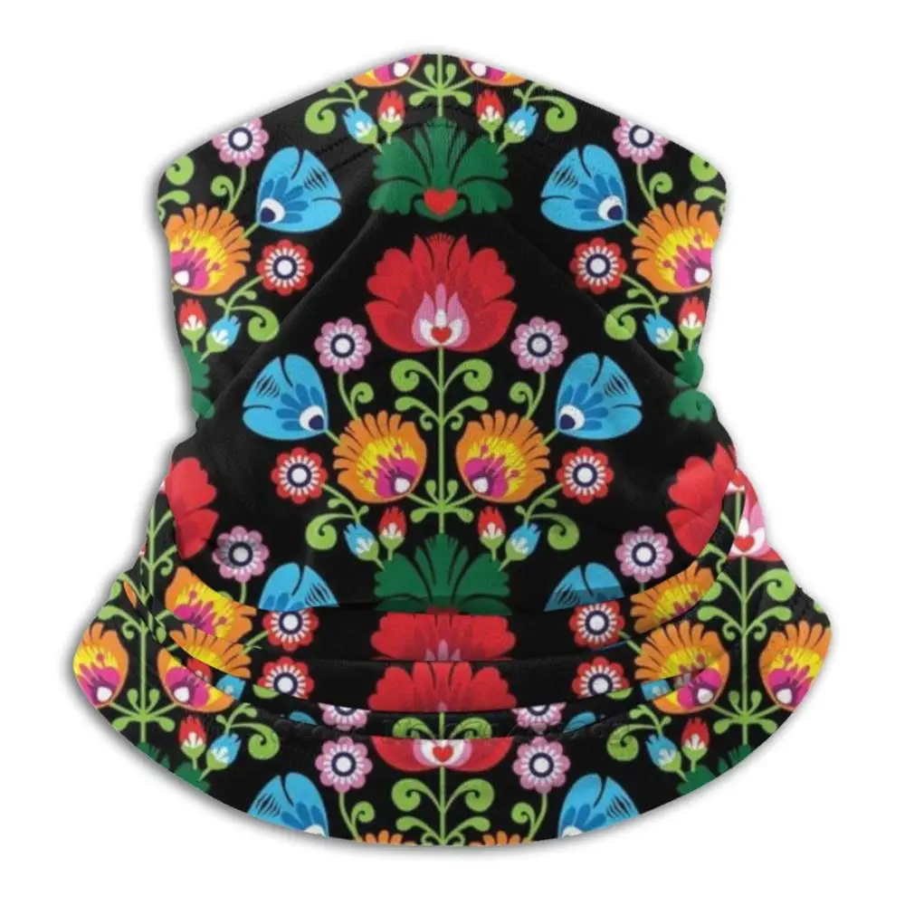 Poland Folk Art Wycinanki Floral Pattern Face Cover Scarf Bandana Headband Outdoor Climbing Warmer Face Mask Poland Polish Folk