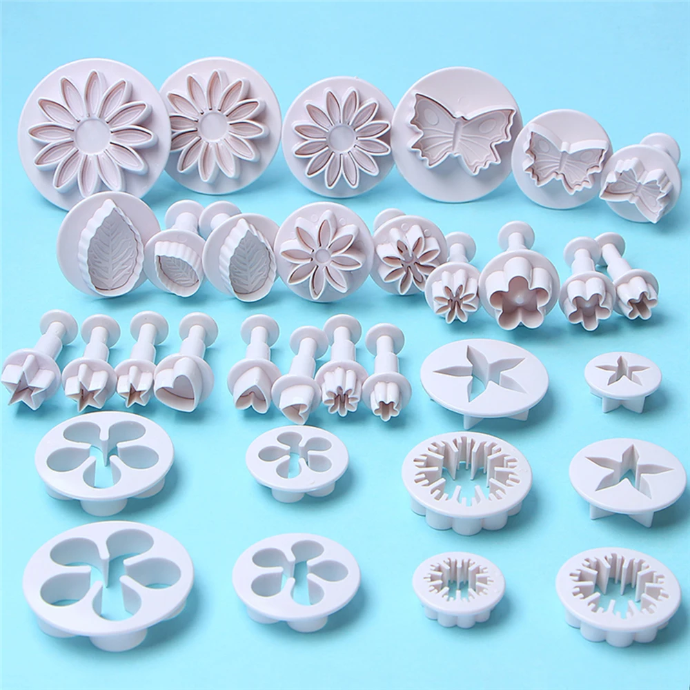 33 Pcs/set Cake Decorating Tools Fondant Plunger Cutters Tools Cookie Biscuit Cake Mold Flower Set Baking Accessories