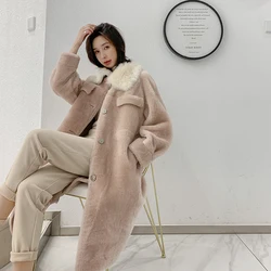 Coat Natural Women Fur Sheep Shearing Wool Jacket Double Faced Korean Long Winter Coat Women Clothes 2020 ANNA1-88821 YY1860